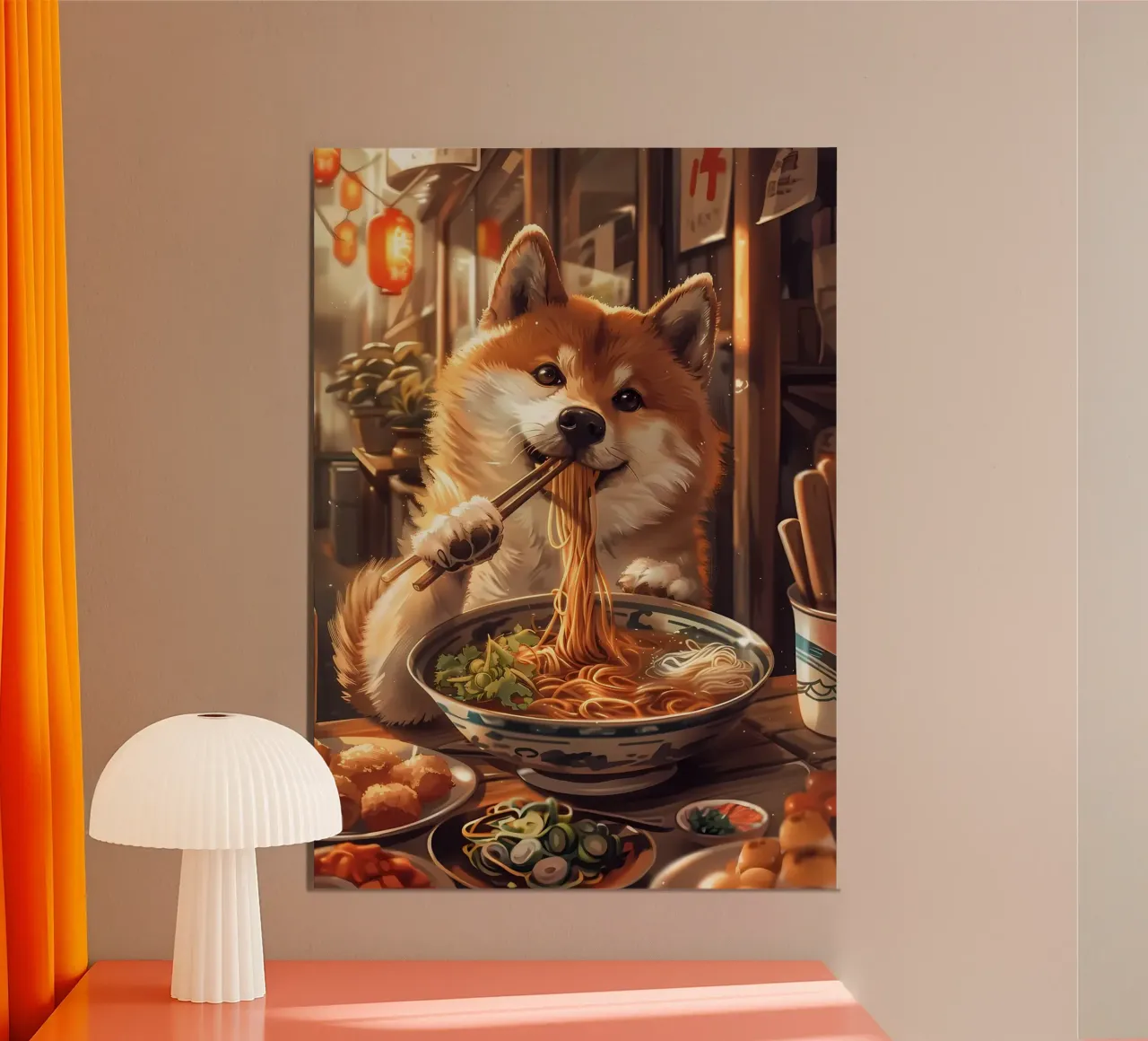 Ramen Shiba inu poster con telaio in plastica da Ginnery
