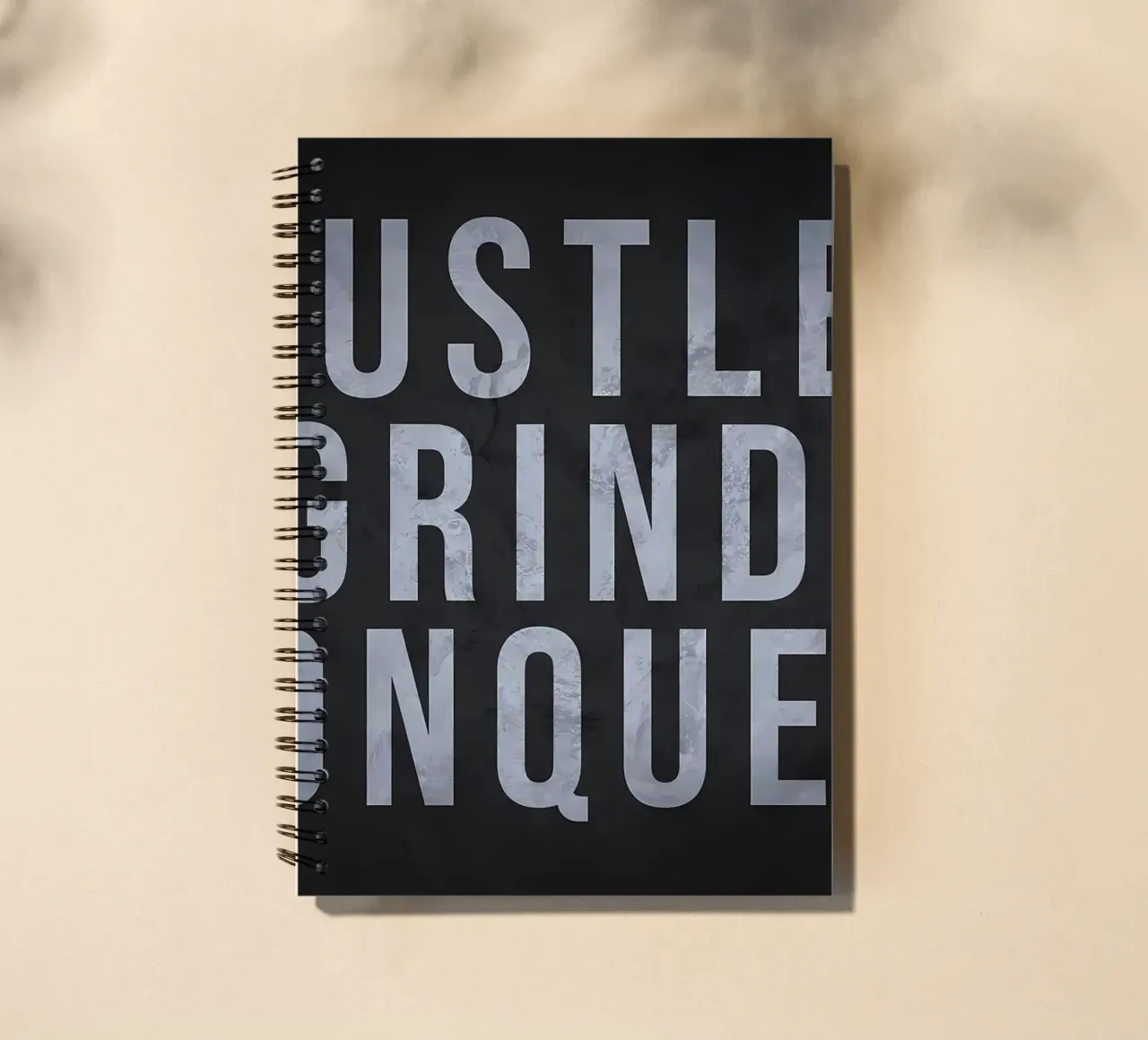 Hustle Grind Conquer spiral notebook by Delaplane