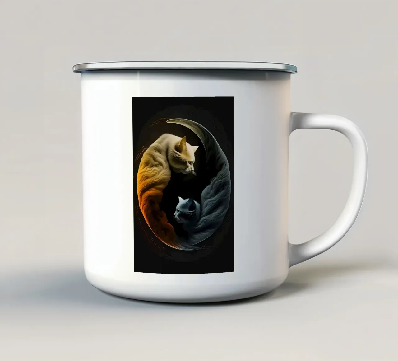 Gatti Yin e Yang tazza in smalto da Mikesell