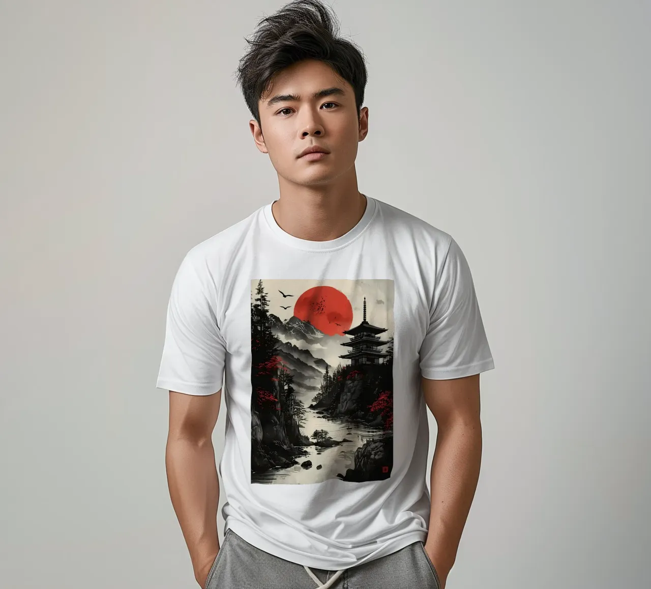 Red Moon Japan t-shirt by Ginnery