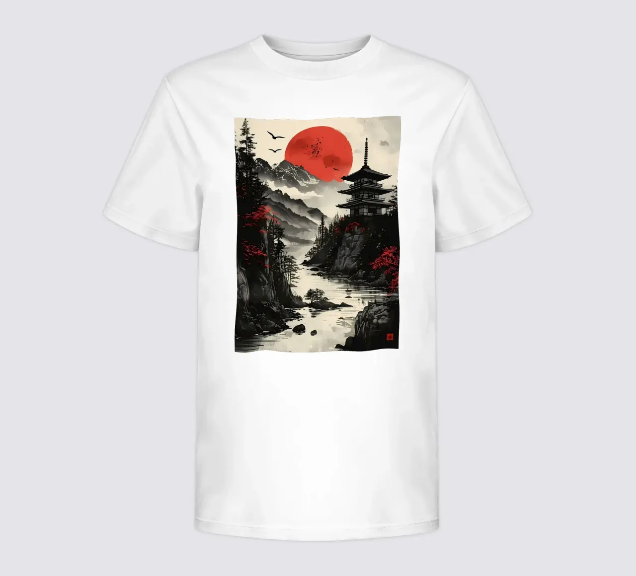 Red Moon Japan kids t-shirt by Ginnery