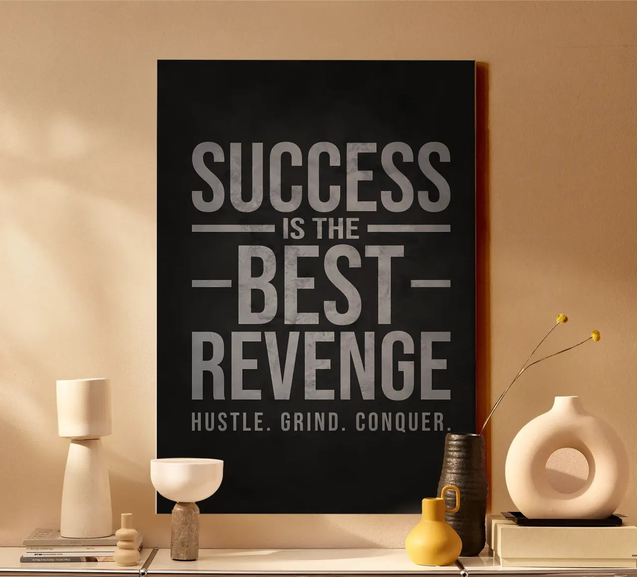 Succes is de beste wraak canvas van Delaplane
