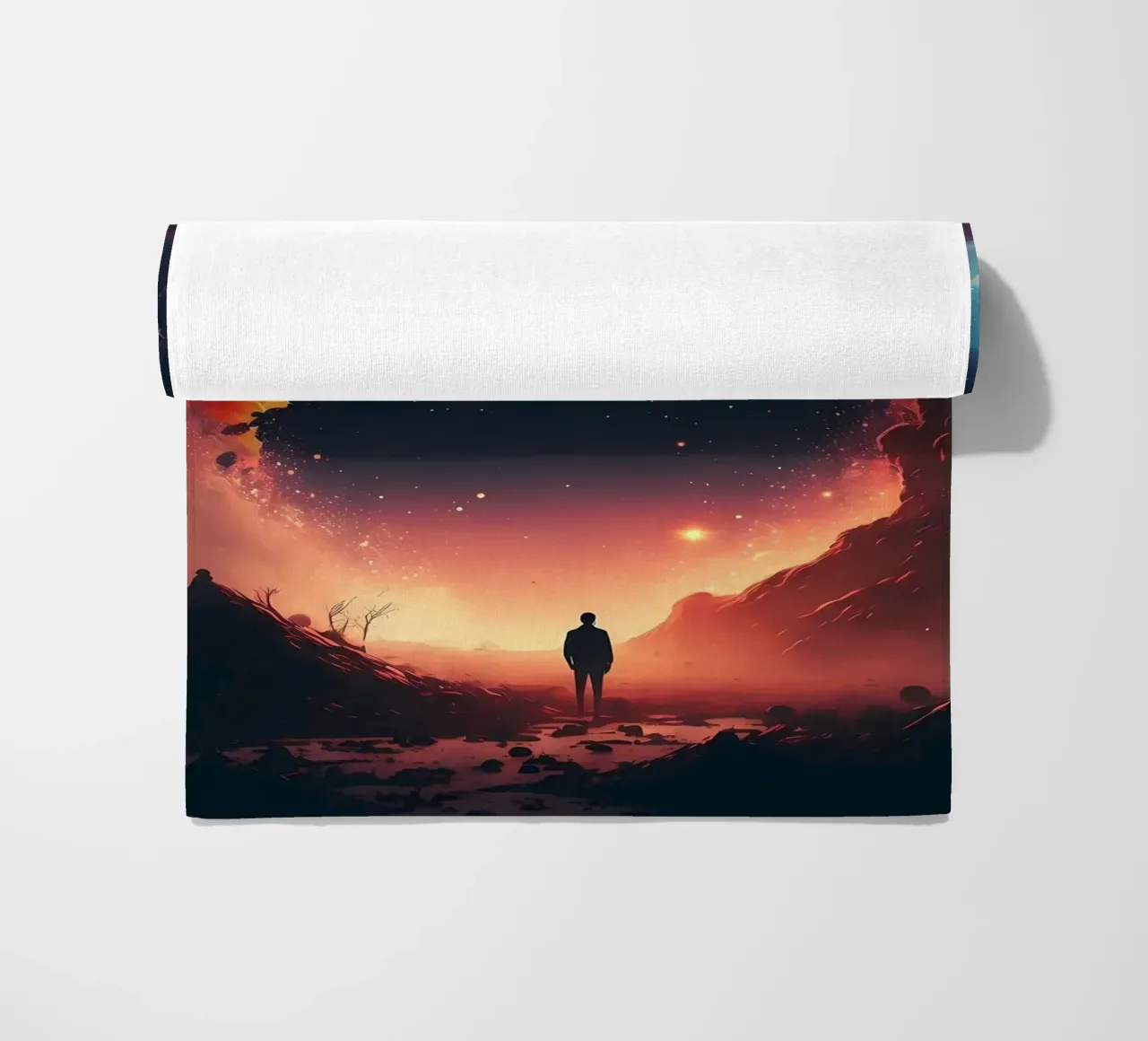 Colorful Fantasy Landscape beach towel by Mikesell