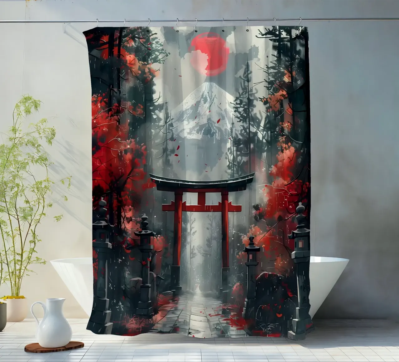 Japanese Torii Gate shower curtain by Ginnery