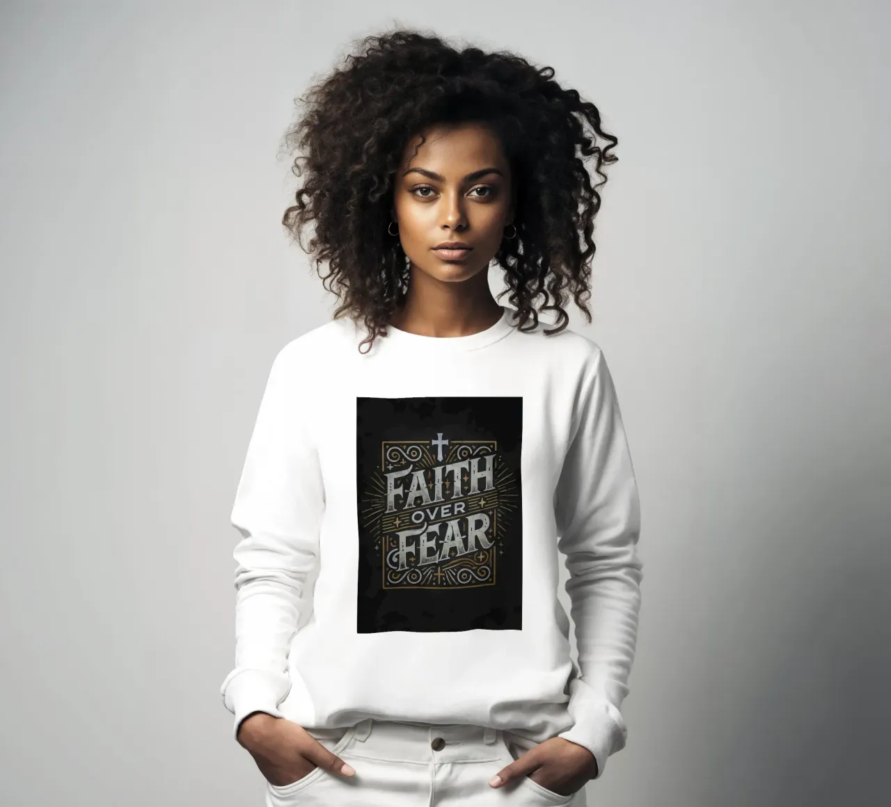 Glaube statt Angst Motivation Sweatshirt von Delaplane