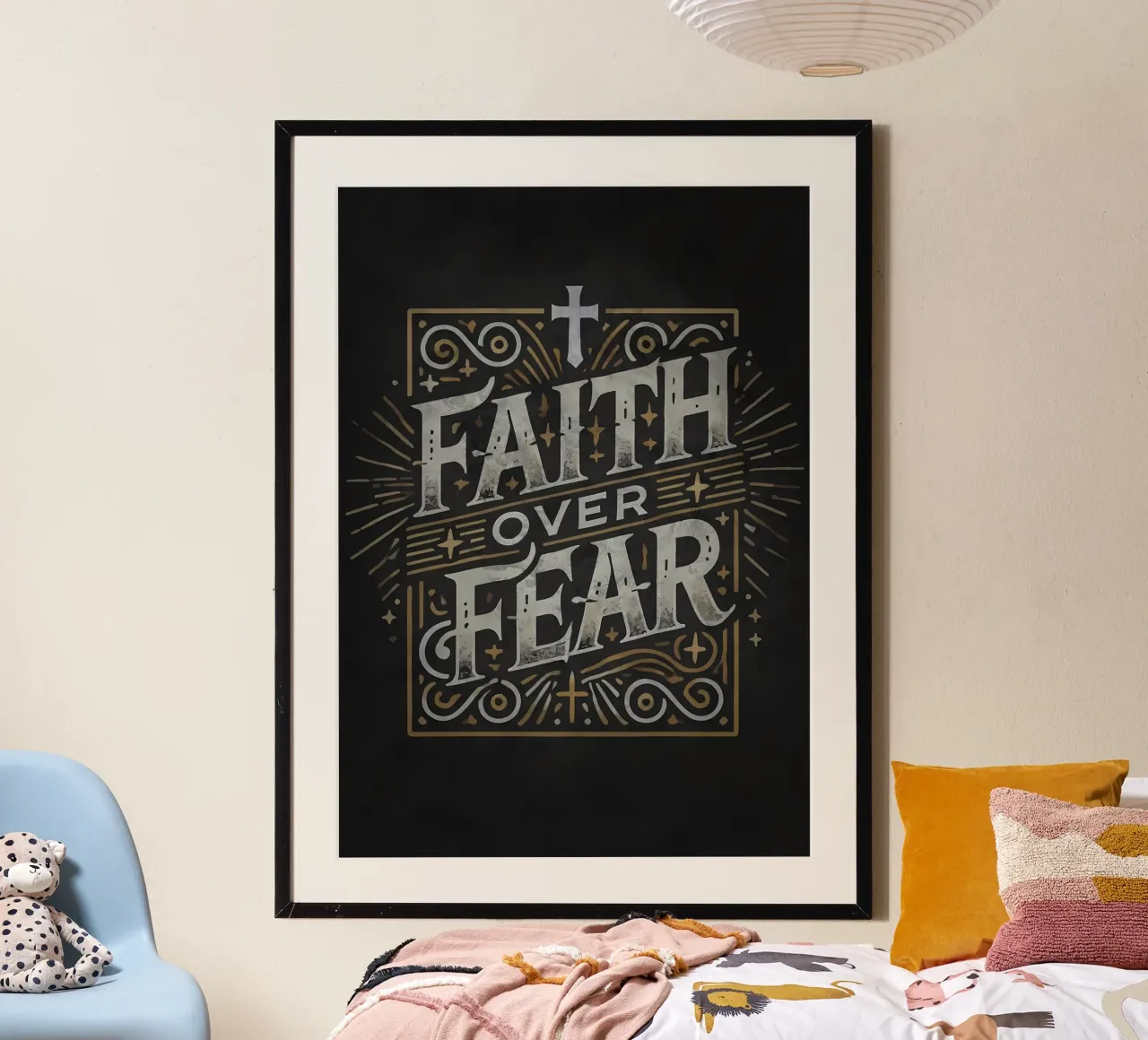 Glaube statt Angst Motivation Poster von Delaplane