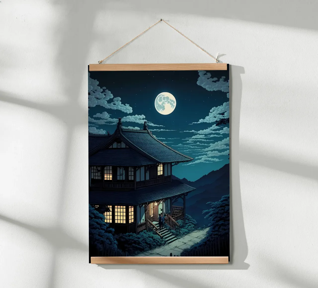 Villaggio giapponese retrò poster con telaio in plastica da Mikesell