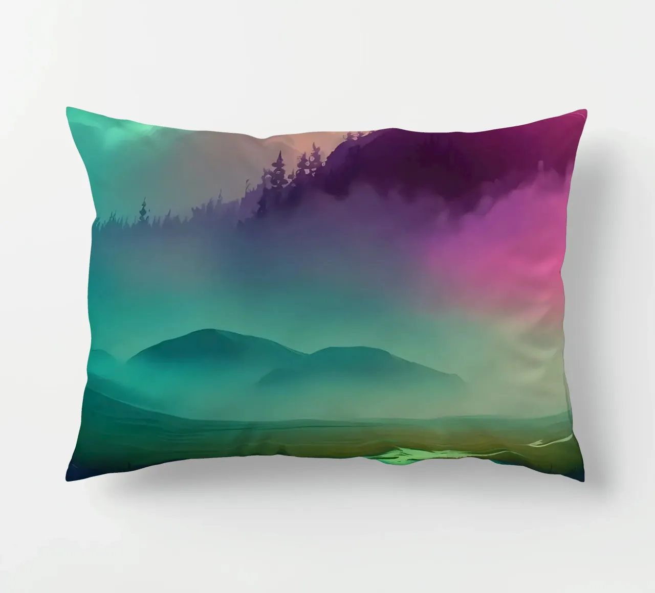Paesaggio fantasy colorato cuscino da Mikesell