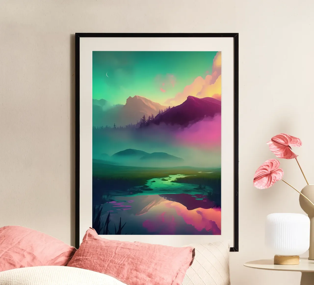 Paesaggio fantasy colorato poster con telaio in alluminio da Mikesell