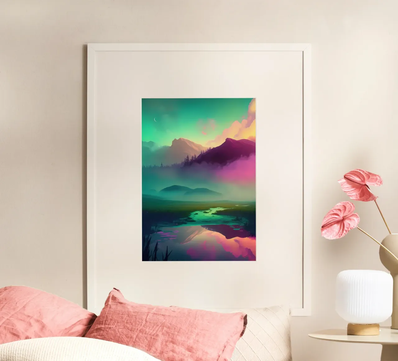 Paesaggio fantasy colorato poster con telaio in alluminio da Mikesell