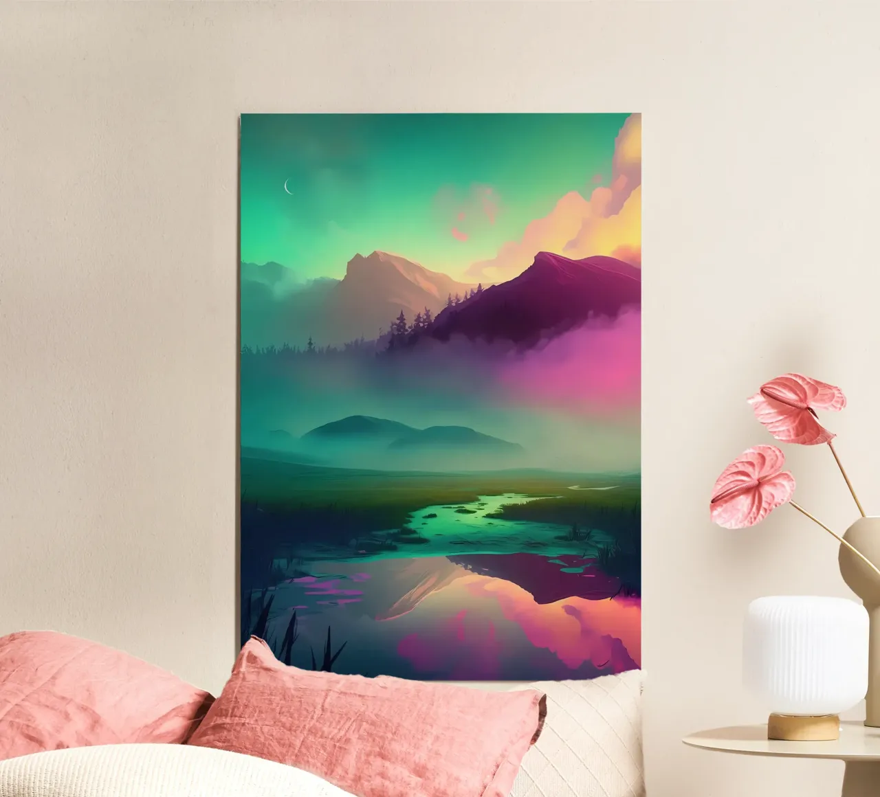 Paesaggio fantasy colorato poster con telaio in alluminio da Mikesell