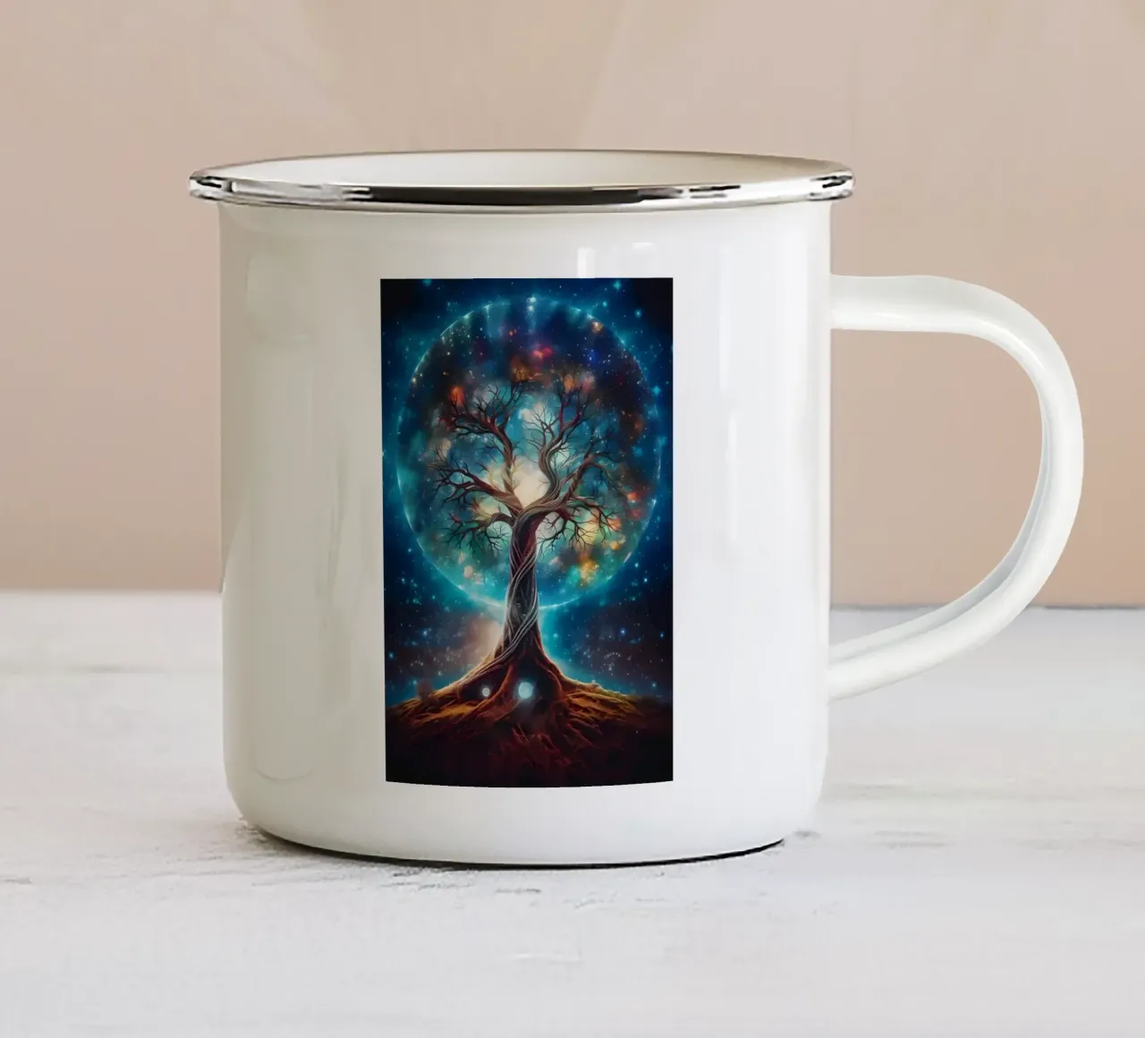 Albero cosmico della vita tazza in smalto da Ginnery