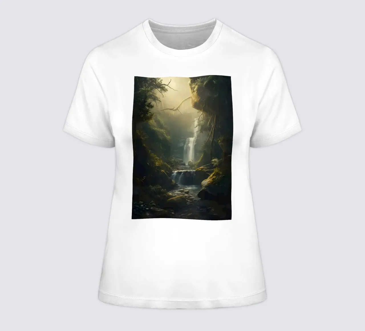Chute d'eau dans la forêt t-shirt ajusté pour femmes de Ginnery