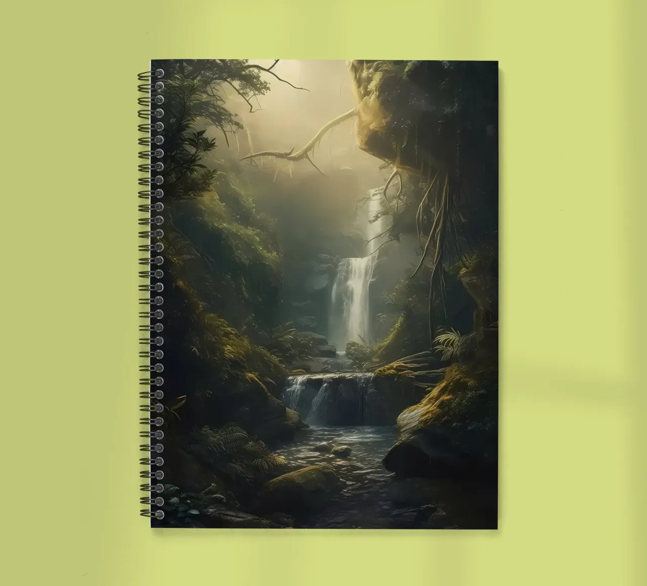 Waterfall in Forest Nature spiral notebook by Ginnery
