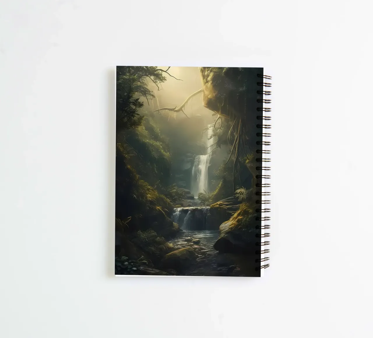 Waterfall in Forest Nature spiral notebook by Ginnery