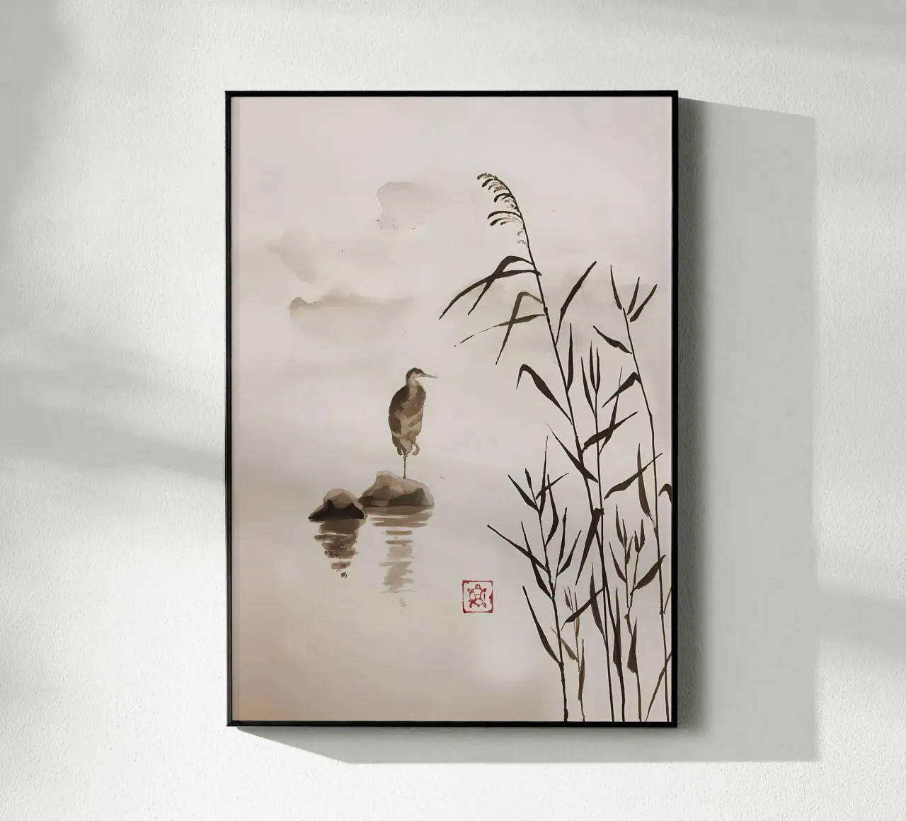 Reiher Japanische Tinte Acryl-Glas von Ginnery