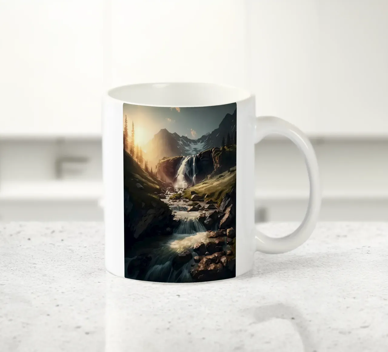 Cascata al tramonto tazza in ceramica da Ginnery