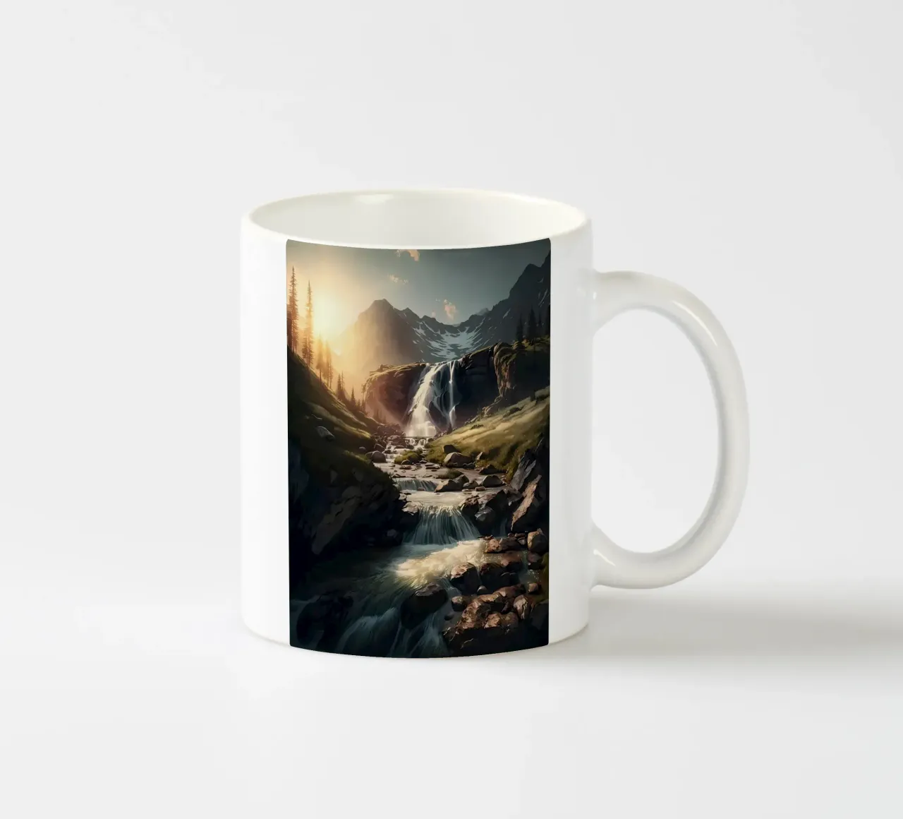Cascata al tramonto tazza in ceramica da Ginnery