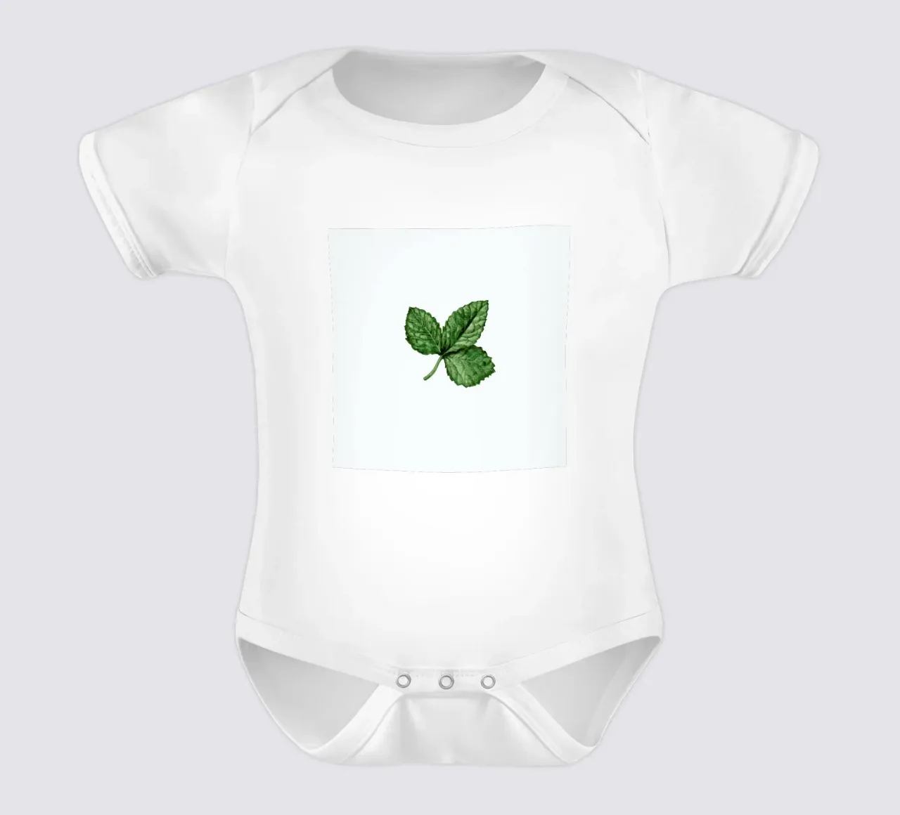 Strawberry Leaf short-sleeve baby romper by Maria Vdovichenko