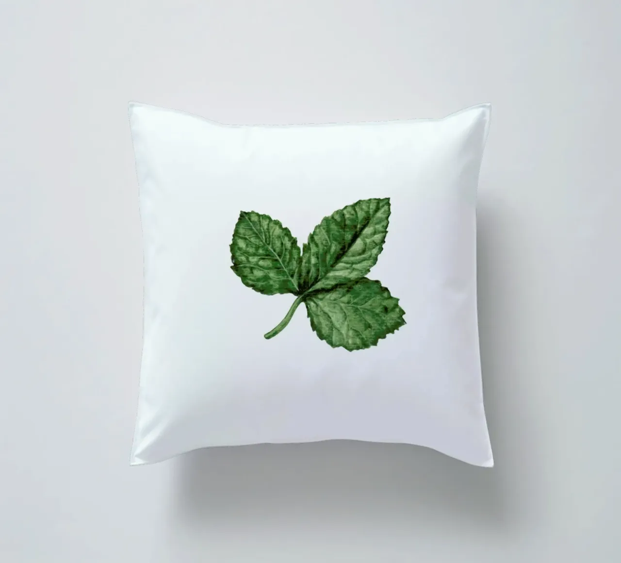 Strawberry Leaf decorative cushion by Maria Vdovichenko