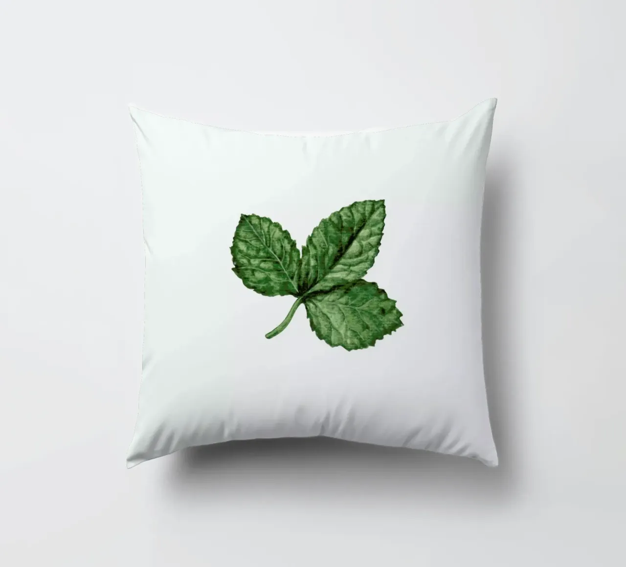 Strawberry Leaf decorative cushion by Maria Vdovichenko