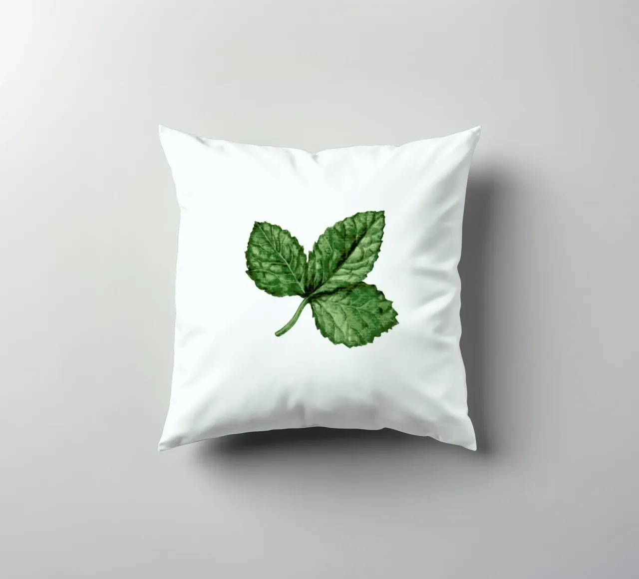 Strawberry Leaf decorative cushion by Maria Vdovichenko