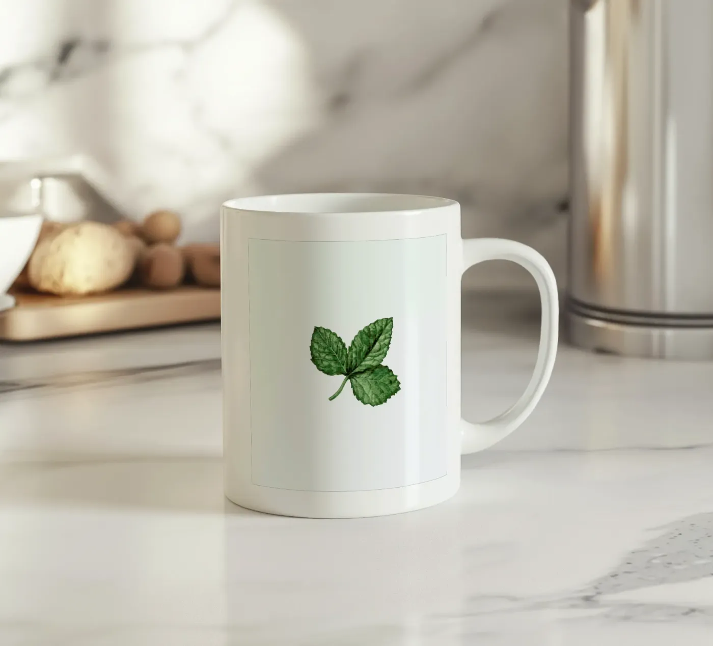 Strawberry Leaf ceramic mug by Maria Vdovichenko