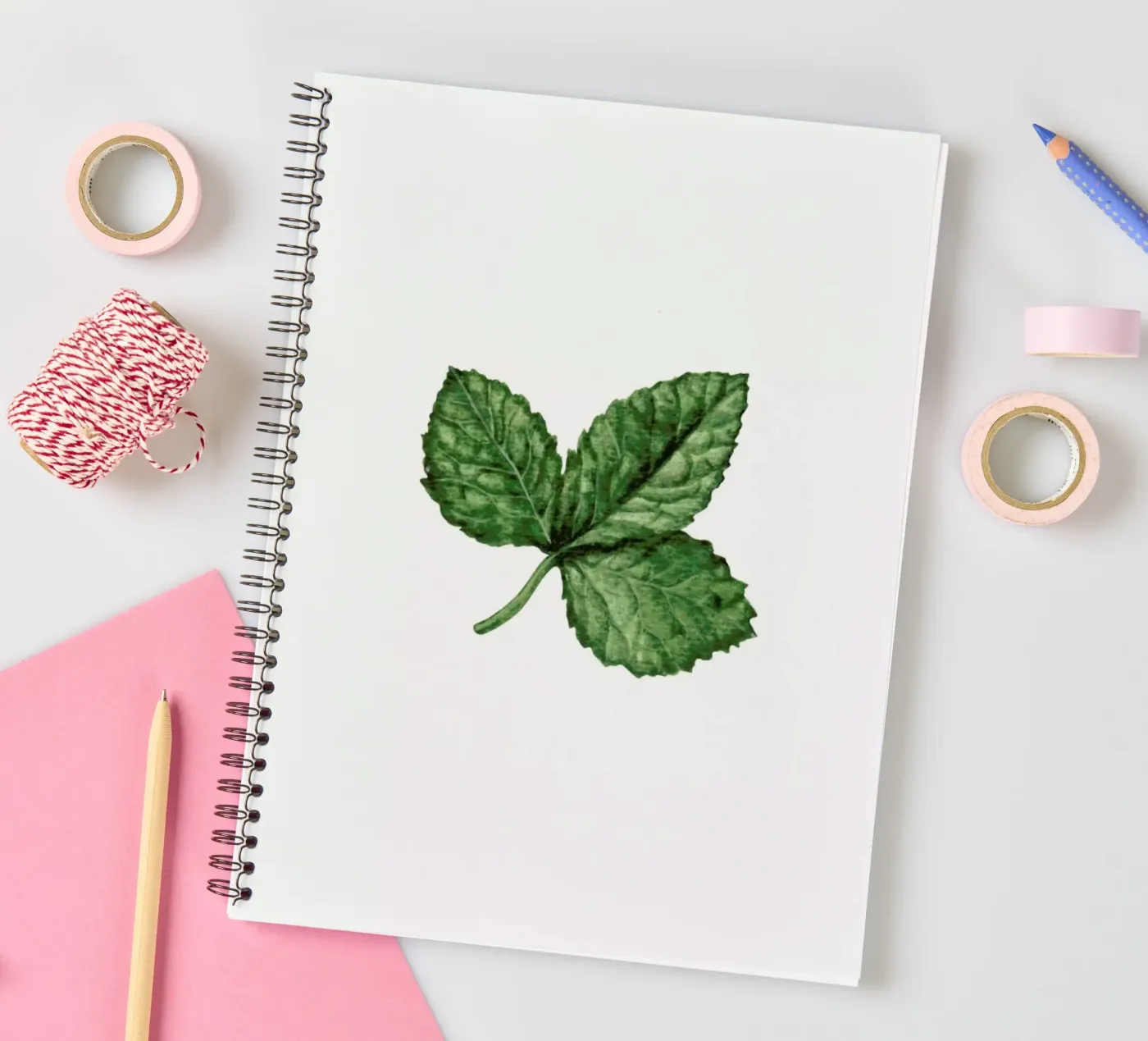 Strawberry Leaf spiral notebook by Maria Vdovichenko