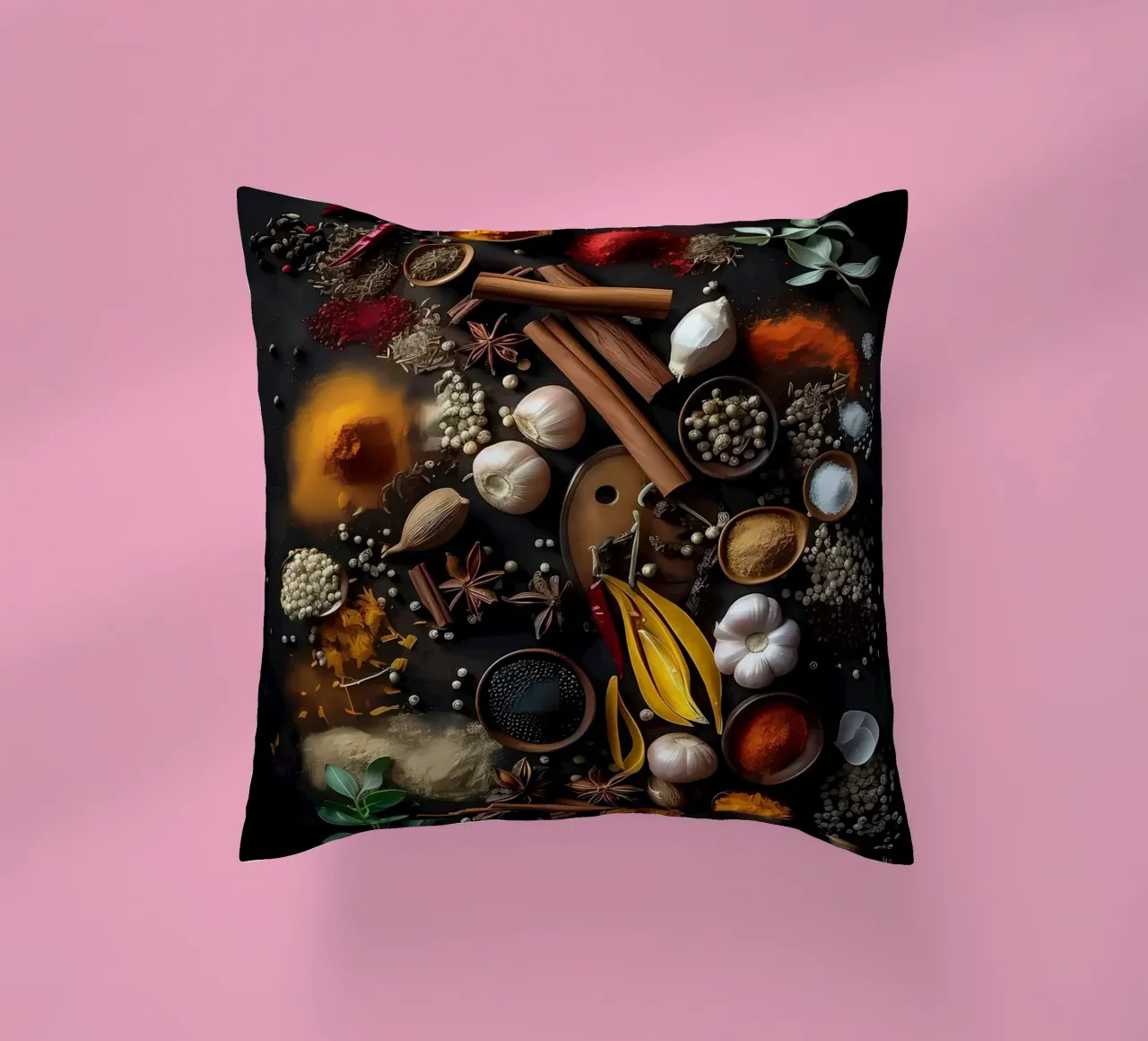 Spices Food and Kitchen decorative cushion by Ginnery
