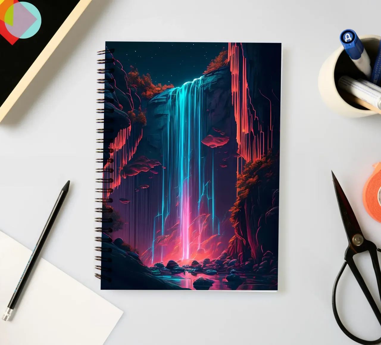 Futuristischer Wasserfall Ringbuch von Ginnery