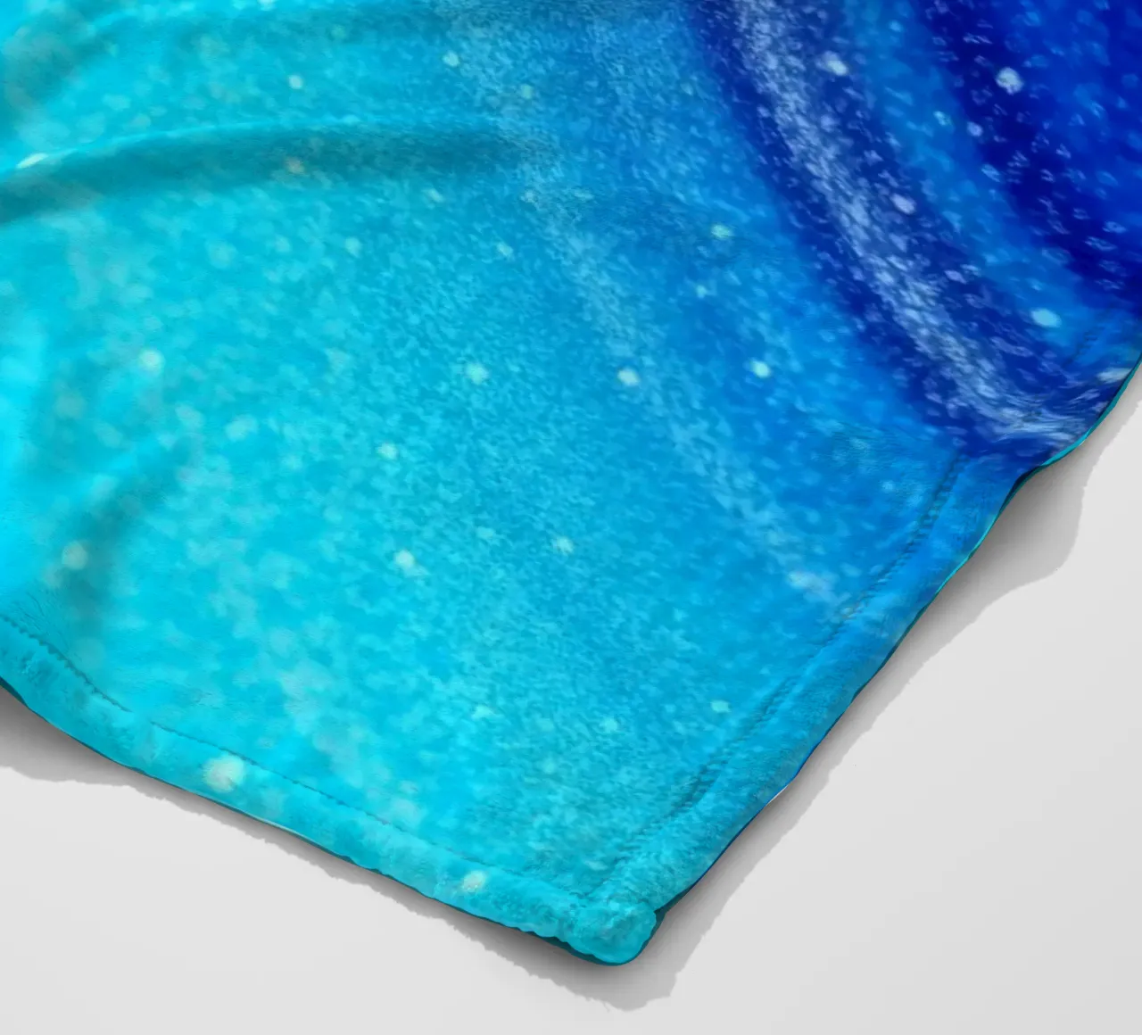 Vibrant abstract flowing blue waves and shimmering elements fleece blanket by DesignDoodle