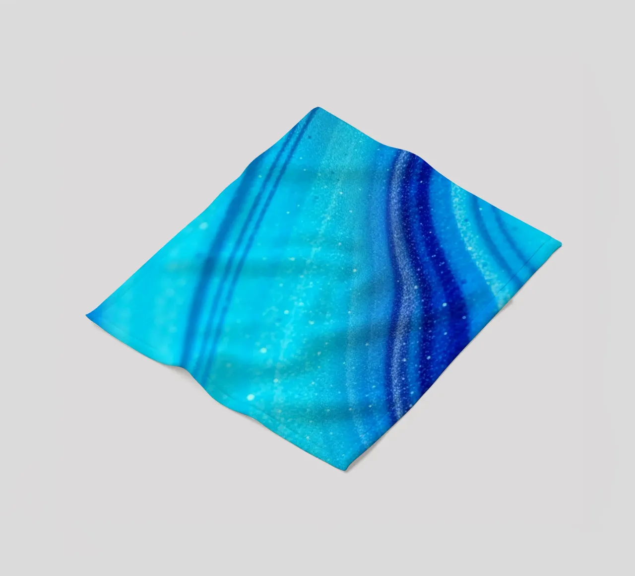 Vibrant abstract flowing blue waves and shimmering elements fleece blanket by DesignDoodle