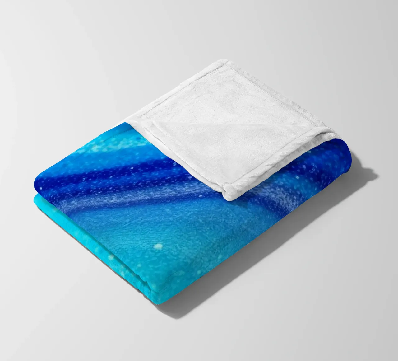 Vibrant abstract flowing blue waves and shimmering elements fleece blanket by DesignDoodle
