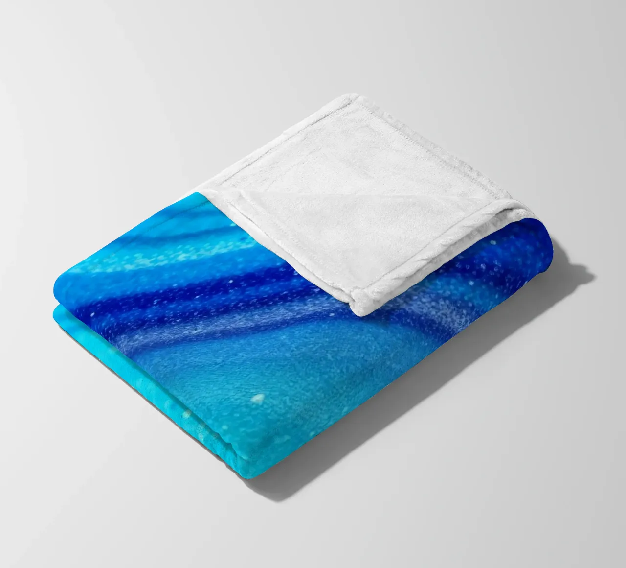 Vibrant abstract flowing blue waves and shimmering elements fleece blanket by DesignDoodle