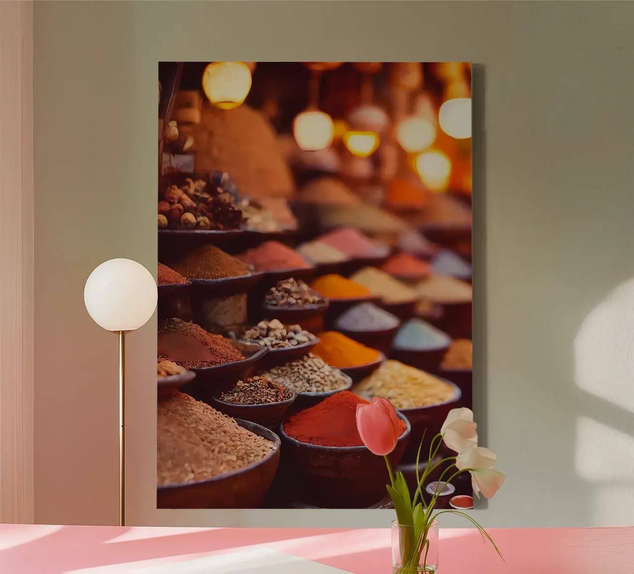 Especias Alimentación y cocina lienzo con Marco flotante de Ginnery