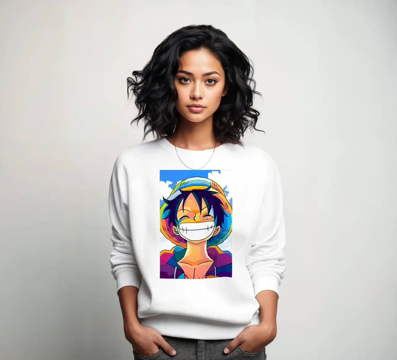 Monkey d Luffy Neon pop art sudadera de BONANZA