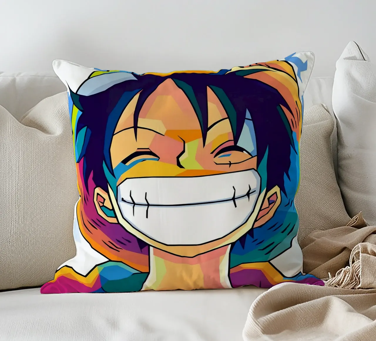 Monkey d Luffy Neon pop art cuscino da BONANZA