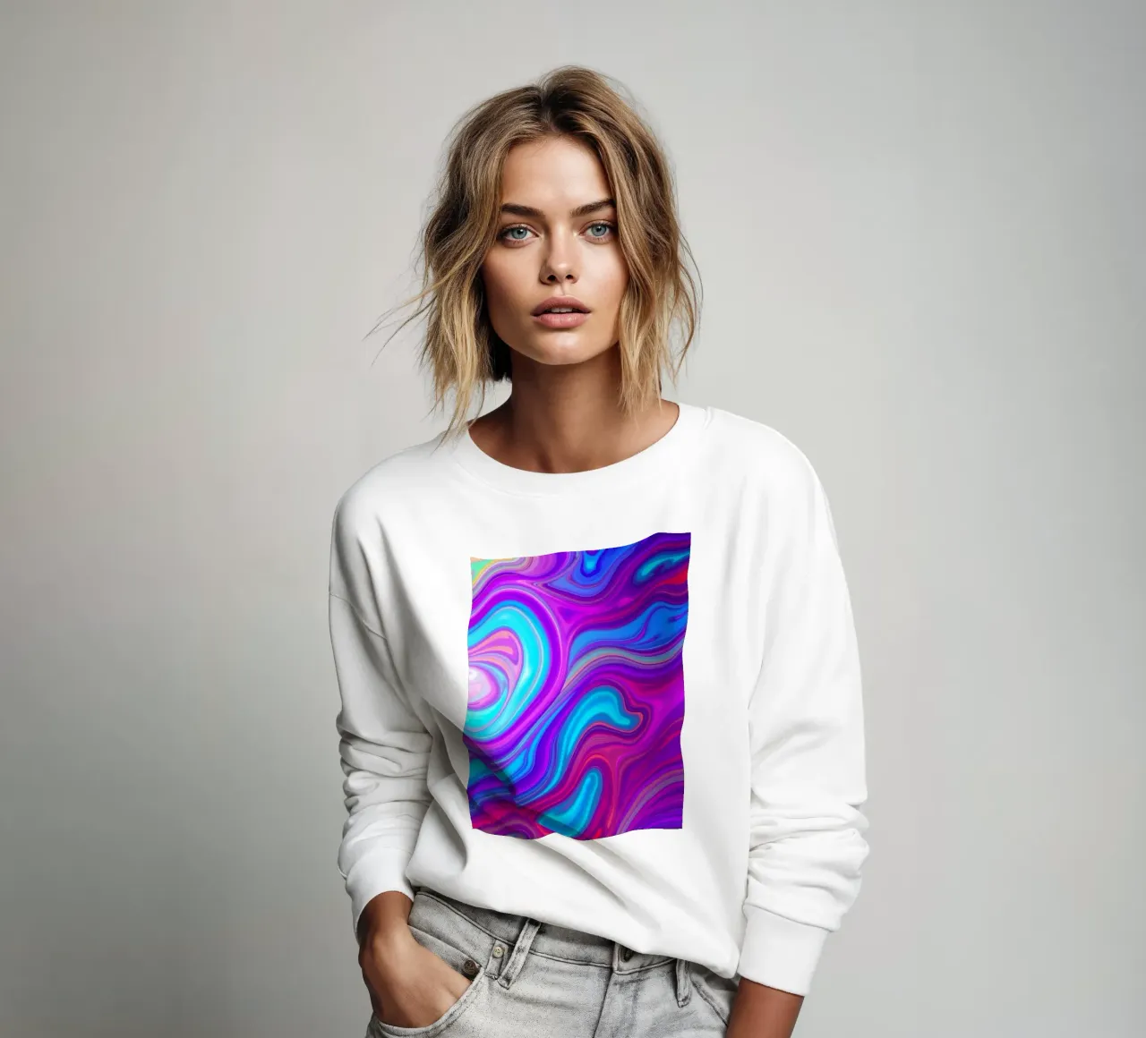 Vibrant abstract background design featuring swirling colors sweatshirt by DesignDoodle