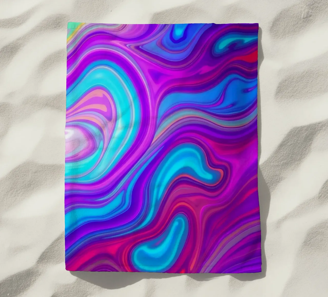 Vibrant abstract background design featuring swirling colors beach towel by DesignDoodle