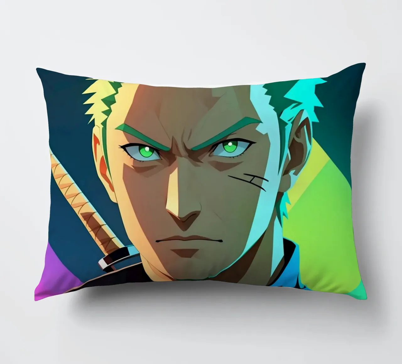 Roronoa zoro Neon pop art decorative cushion by BONANZA