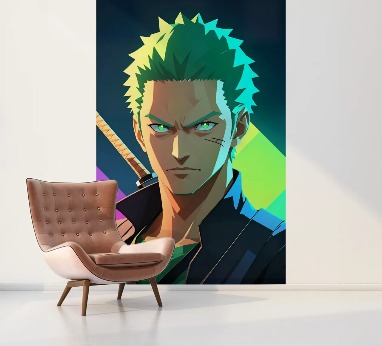Roronoa zoro Neon-Pop-Art Fototapete von BONANZA