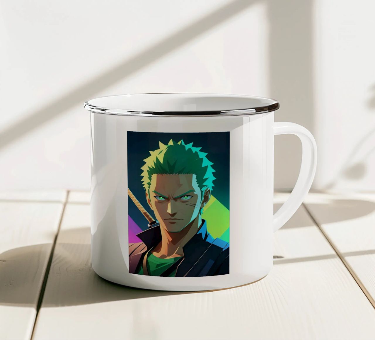 Roronoa zoro Neon pop art tazza in smalto da BONANZA