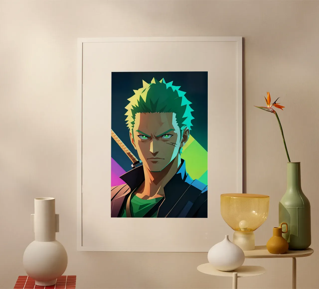 Roronoa zoro Neon-Pop-Art Hahnemühle von BONANZA