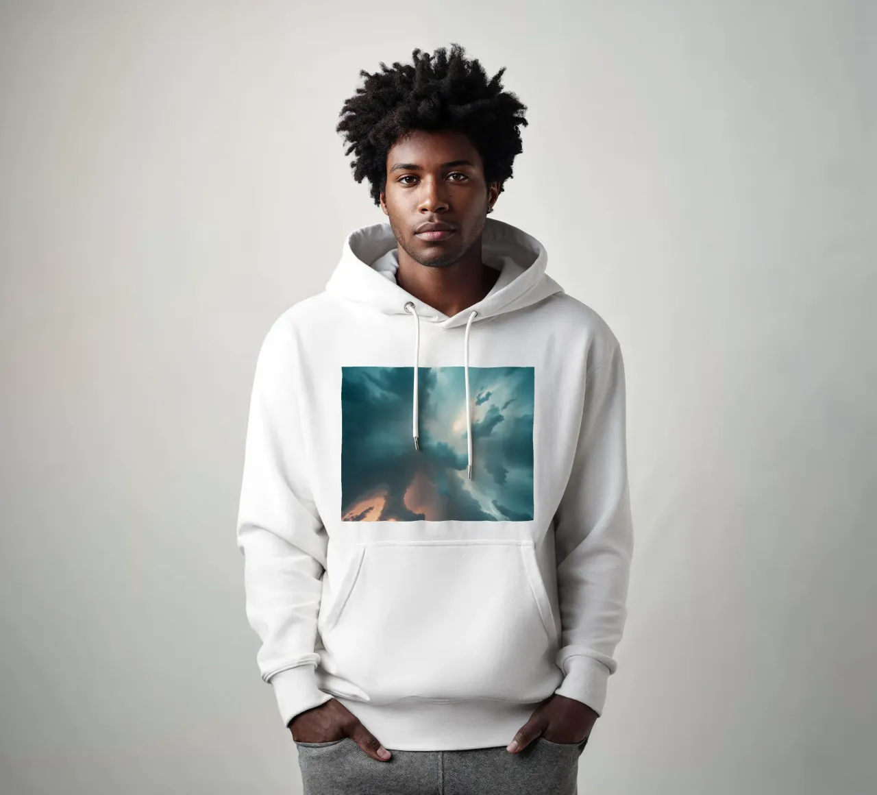 Dramatic cloudy sky formation creating a stunning abstract hoodie by DesignDoodle