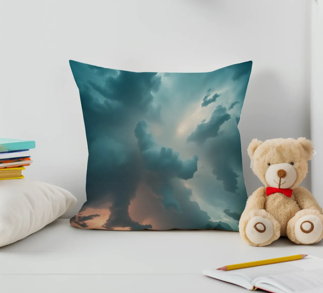 Dramatic cloudy sky formation creating a stunning abstract decorative cushion by DesignDoodle