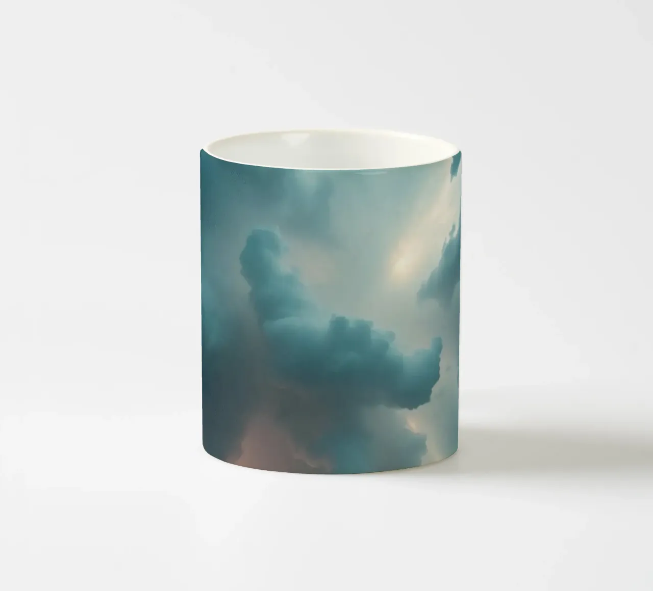 Dramatic cloudy sky formation creating a stunning abstract ceramic mug by DesignDoodle