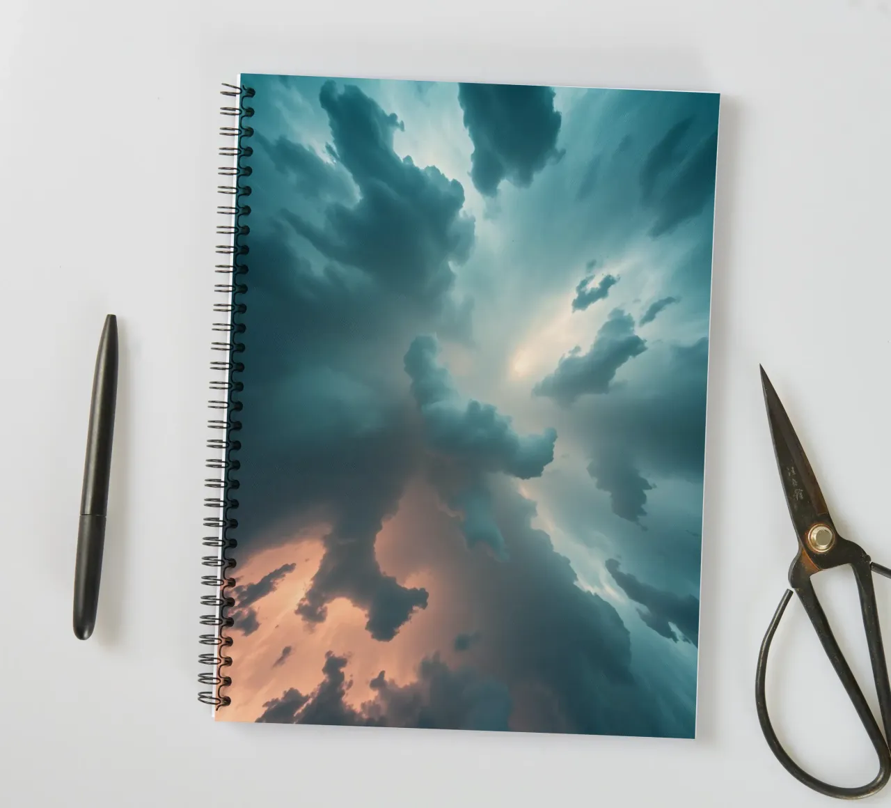 Dramatic cloudy sky formation creating a stunning abstract spiral notebook by DesignDoodle