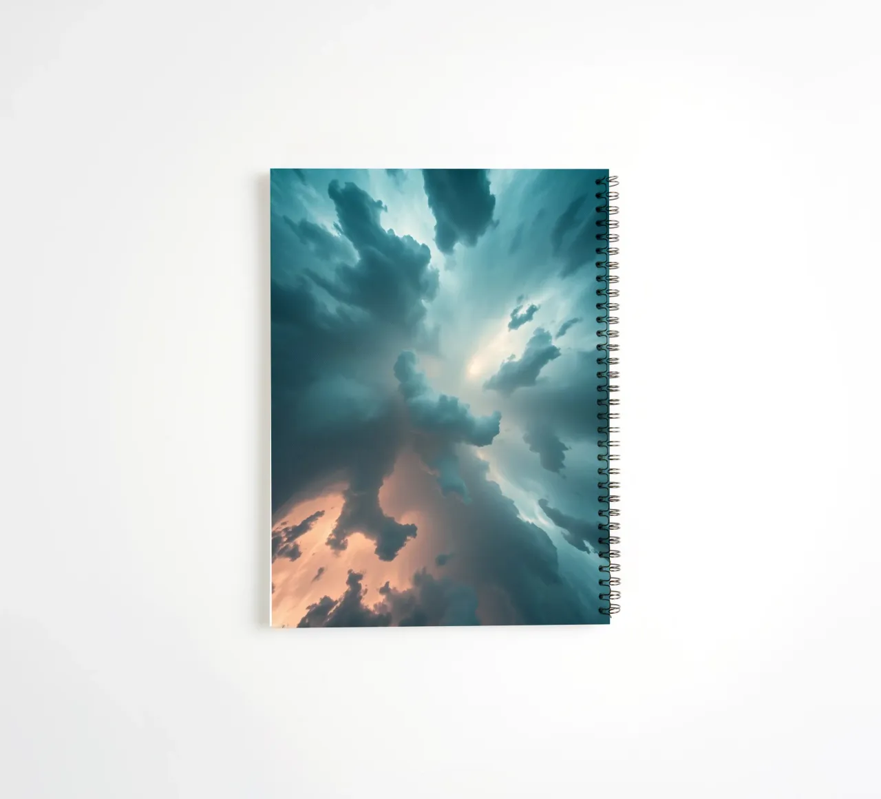 Dramatic cloudy sky formation creating a stunning abstract spiral notebook by DesignDoodle