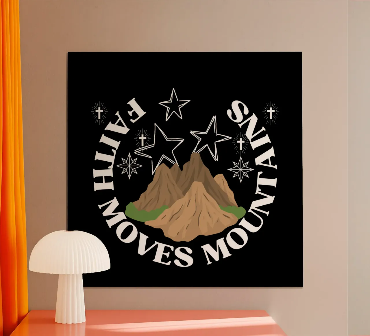 La fe más pequeña tiene el poder de mover montañas de la mano de Dios poster con marco de madera de Lionandlamb
