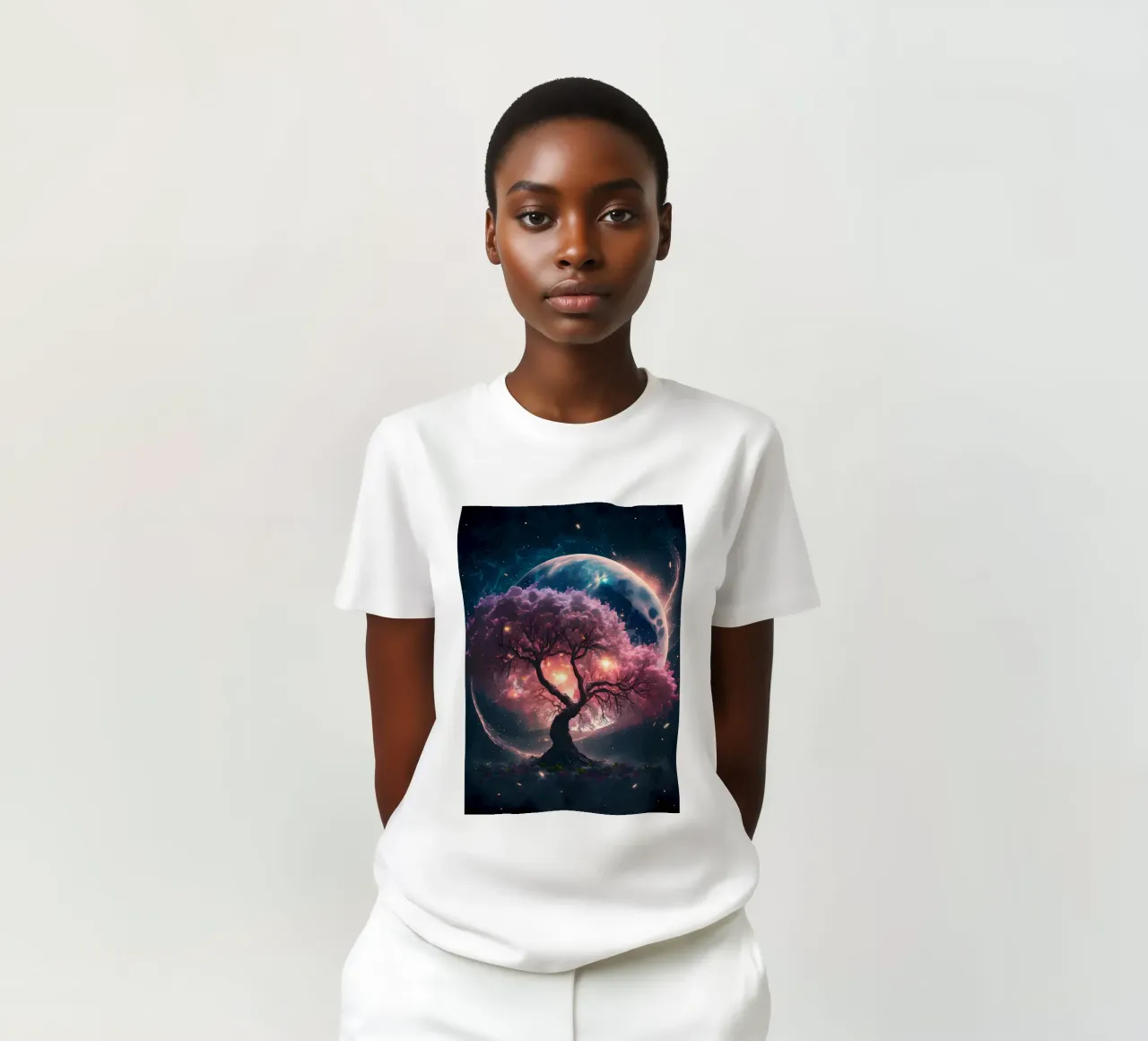 Kosmischer Sakura-Baum T-Shirt von Ginnery